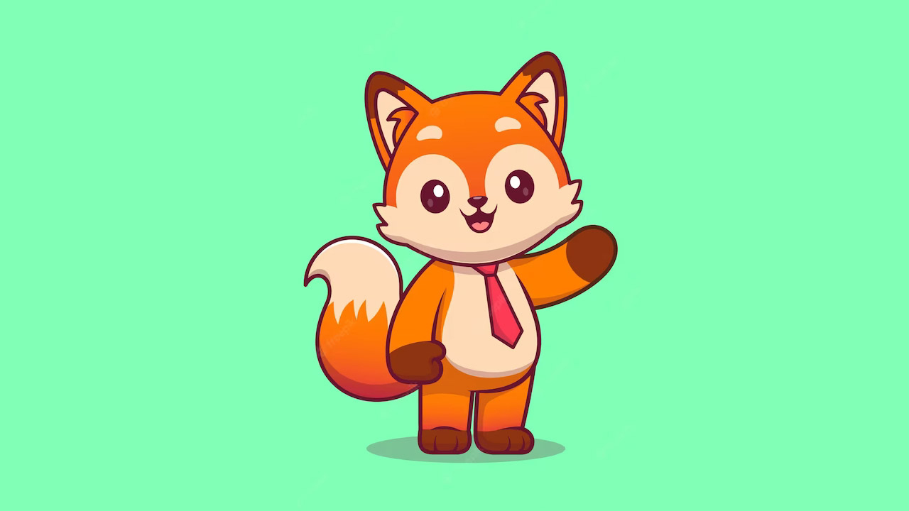 A funny fox cartoon with a tie