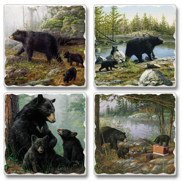 Black Bears Stone Coasters