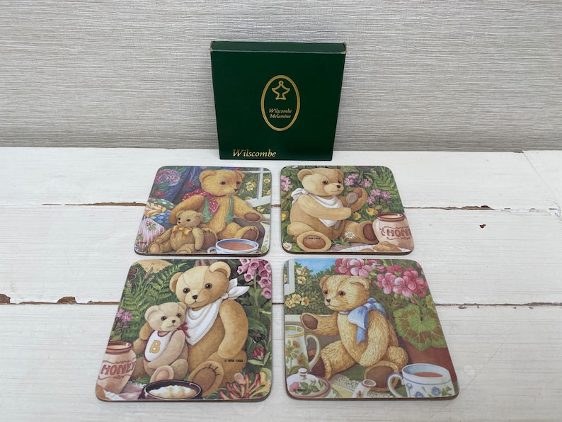 Vintage Bear Coasters Set