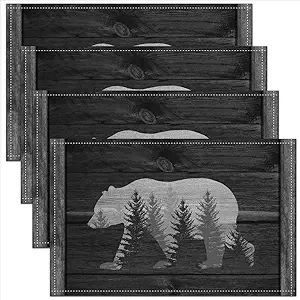 Lodge Cabin Bear Placemats