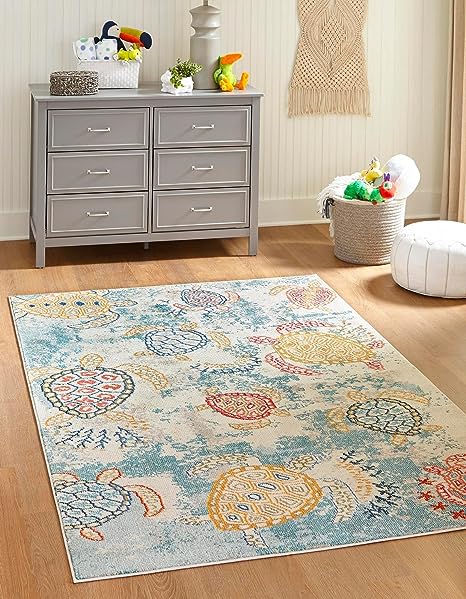 gifts-for-turtle-lovers-turtle-motif-beige-area-rug