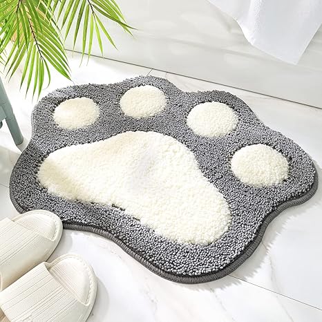paw-print-decor-ideas-paw-shaped-water-absorbent-bathroom-rug