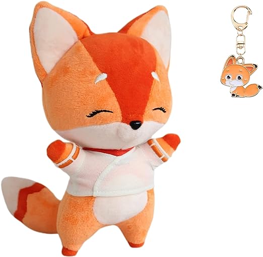 gifts-for-fox-lovers-soft-fox-plush-doll-+-keychain