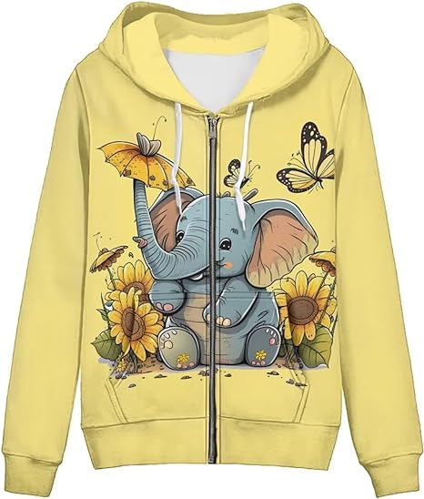 gifts-for-elephant-lovers-women's-lightweight-zip-up-hoodie