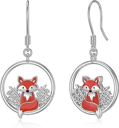 gifts-for-fox-lovers-silver-fox-dangle-earrings