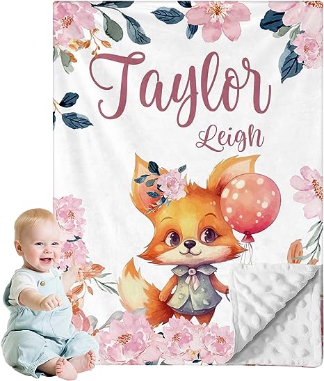 gifts-for-fox-lovers-customized-fox-baby-blanket