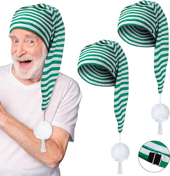 funny-christmas-pajamas-men's-striped-sleeping-caps