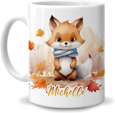 Fox Mug, Personalised Fox Gifts For Fox Lovers, Gifts For Women & Girls,  Gifts For Men, Foxes Design, Name Mug, Birthday, Mum, Dad