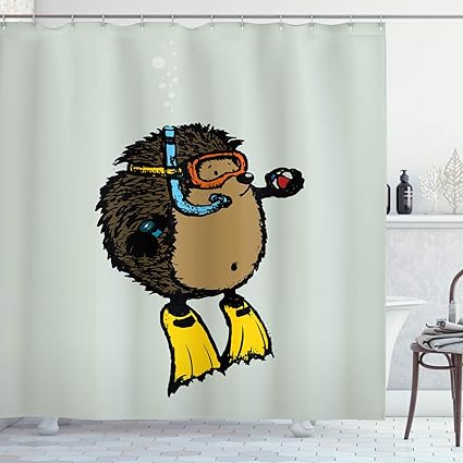hedgehog-gifts-ideas-hedgehog-scuba-diver-shower-curtain