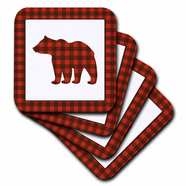 Bear-Themed Plaid Coasters
